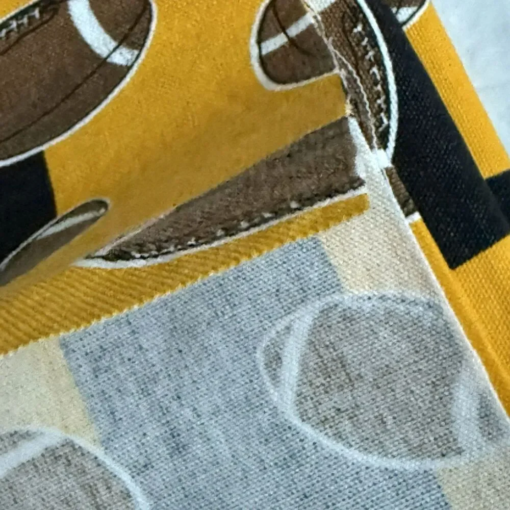 Football Game Day Yellow Black Stripe Home Decor Canvas Fabric Iowa Remnants